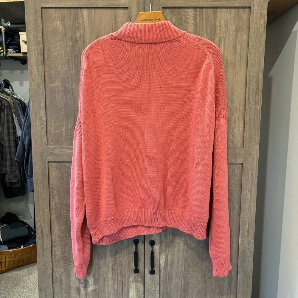J.Crew X‎ Cotton Cashmere Patch Pocket Mock-neck Sweater Pink